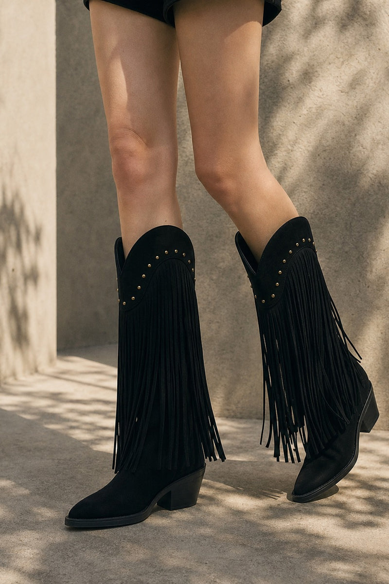 Women's boots on-foot editorial