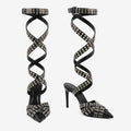 Deep Black Bobbio Leather Sandals