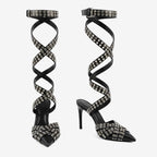 Deep Black Bobbio Leather Sandals