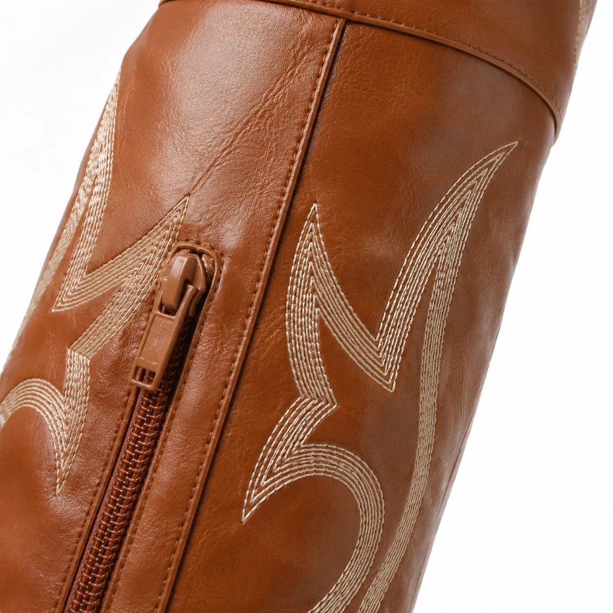 Rich Brown Varigotti Embroidered Sheepskin Boots close-up detail