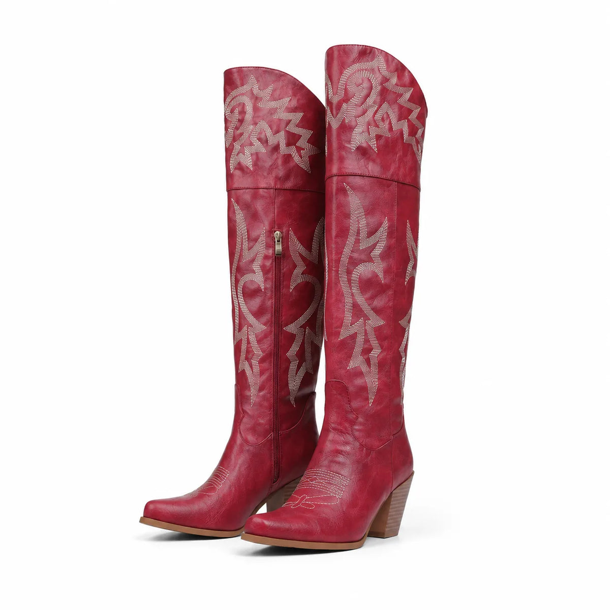 Deep Red Varigotti Embroidered Sheepskin Boots