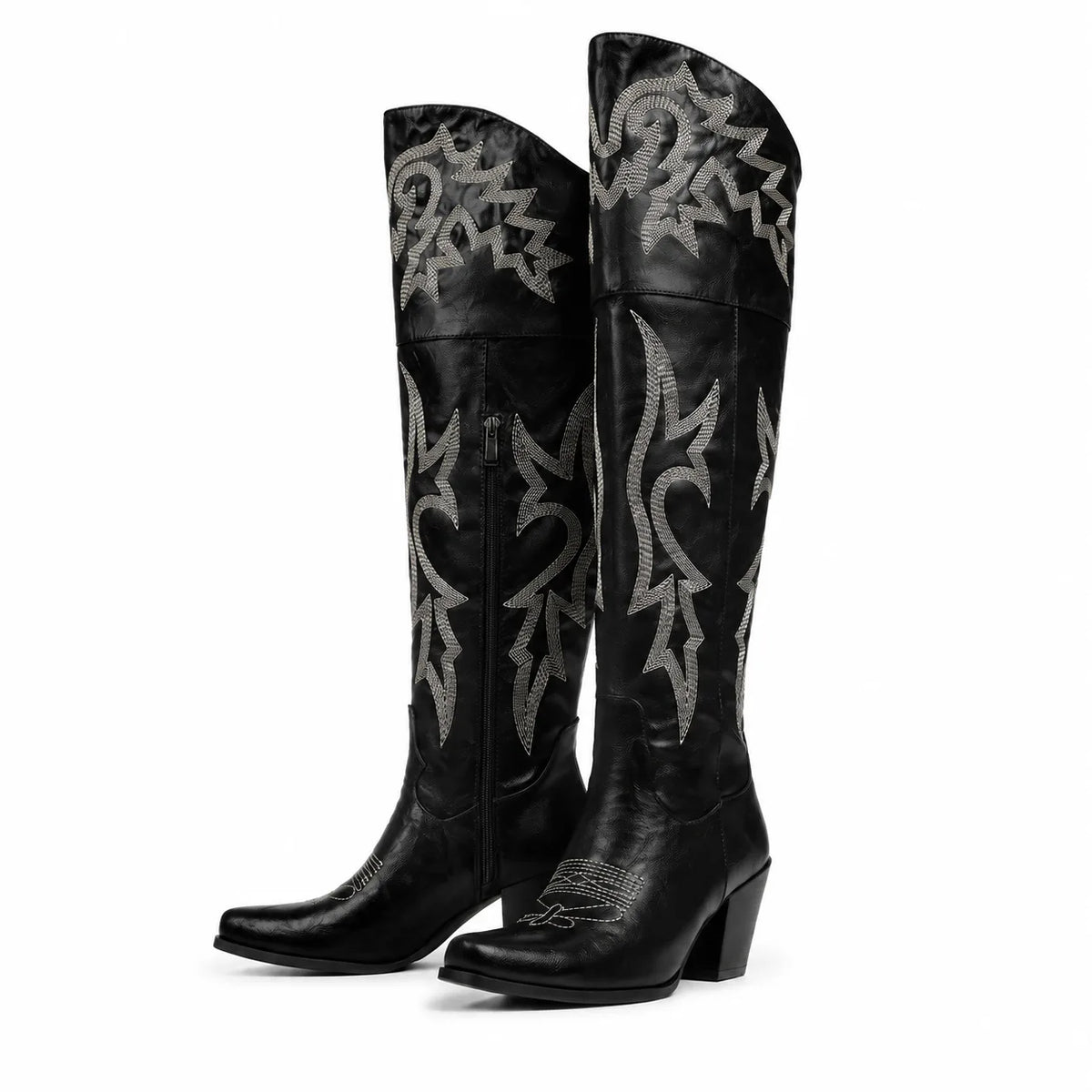 Deep Black Varigotti Embroidered Sheepskin Boots