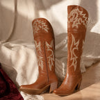 Rich Brown Varigotti Embroidered Sheepskin Boots styled scene