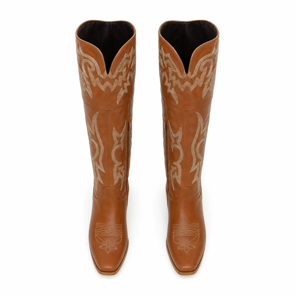 Rich Brown Varigotti Embroidered Sheepskin Boots top view