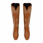 Rich Brown Varigotti Embroidered Sheepskin Boots top view