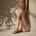 Rich Brown Women's Open-Toe Buckle Gladiator Sandals lifestyle scene