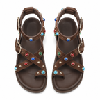 Rich Brown Women's Open-Toe Buckle Gladiator Sandals top view
