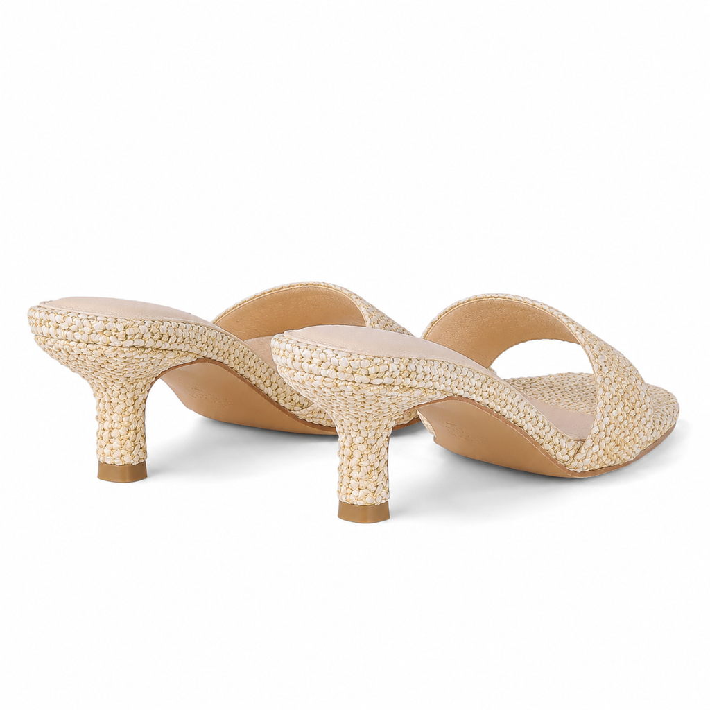 Apricot Straw Women's Open-Toe Mid-Heel Straw Toe-Strap Sandals heel detail