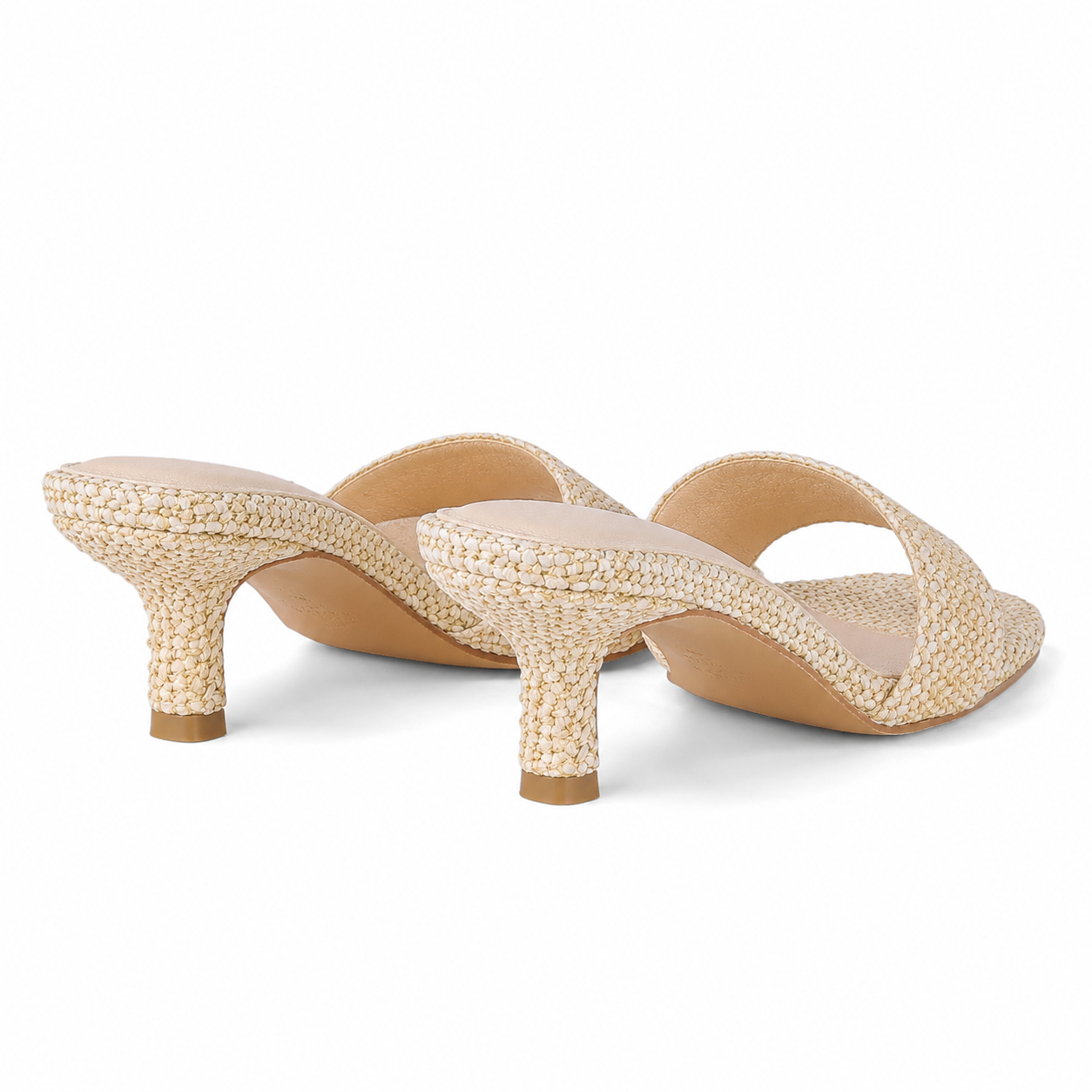 Apricot Straw Women's Open-Toe Mid-Heel Straw Toe-Strap Sandals heel detail