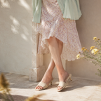 Apricot Straw Women's Open-Toe Mid-Heel Straw Toe-Strap Sandals lifestyle scene