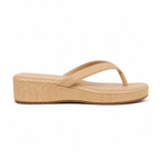 Brown Straw 2 Women's Open-Toe Platform-Wedge Slip-On Thong Sandals side view