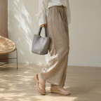 Brown Straw Women's Open-Toe Platform-Wedge Slip-On Thong Sandals lifestyle scene