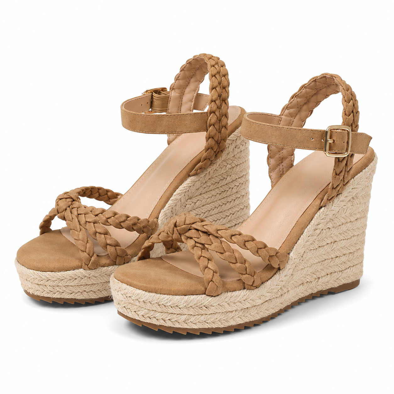 Rich Brown Women's Open-Toe Platform-Wedge Buckle Multi-Strap Sandals