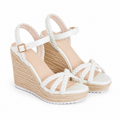 Cream Ivory Women's Open-Toe Platform-Wedge Buckle Multi-Strap Sandals