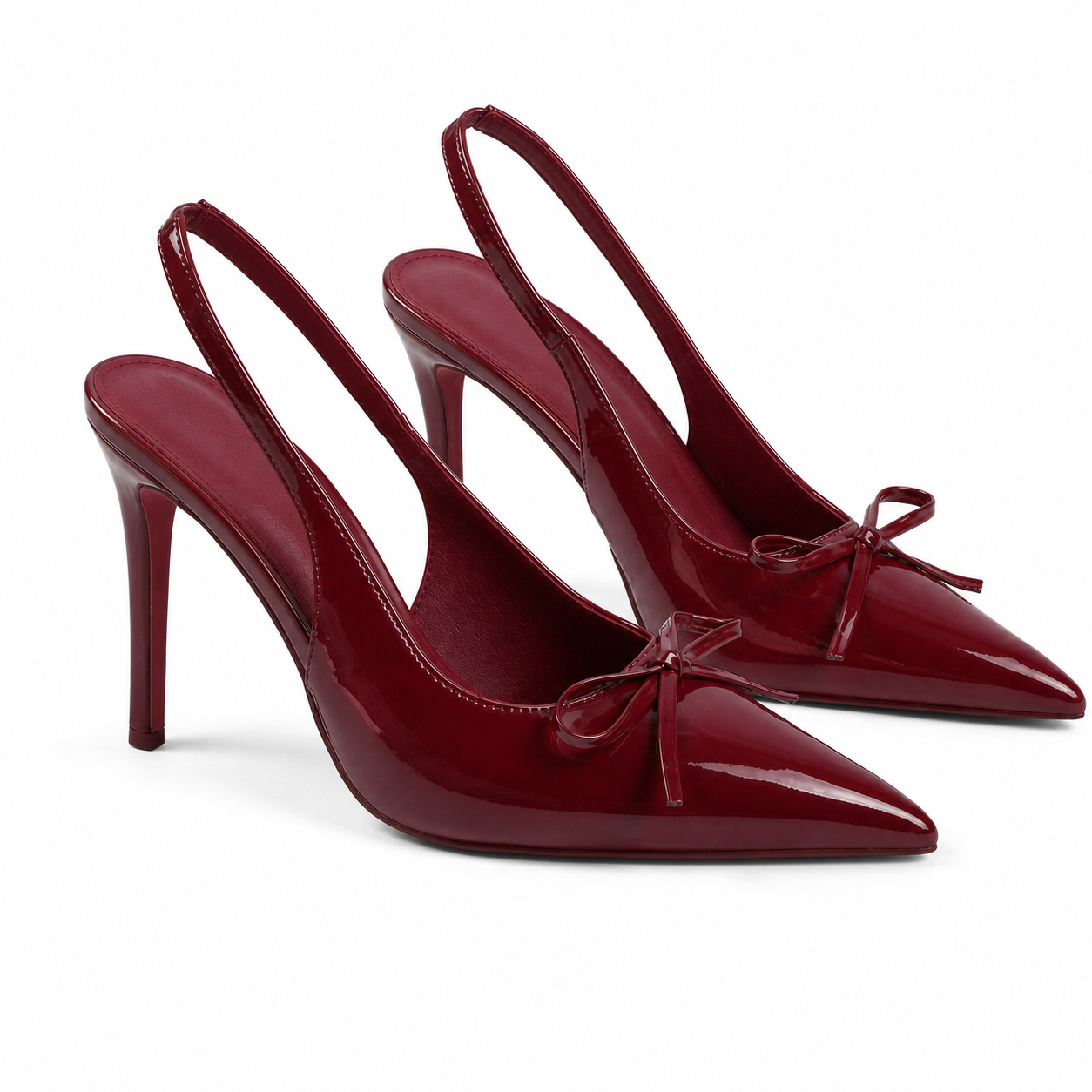 Deep Wine Women's Pointed-Toe Stiletto Faux-Leather Slingback Pumps