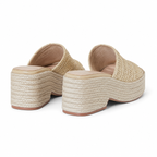 Soft Apricot Women's Open-Toe Raffia Slip-On Wedge Sandals heel detail
