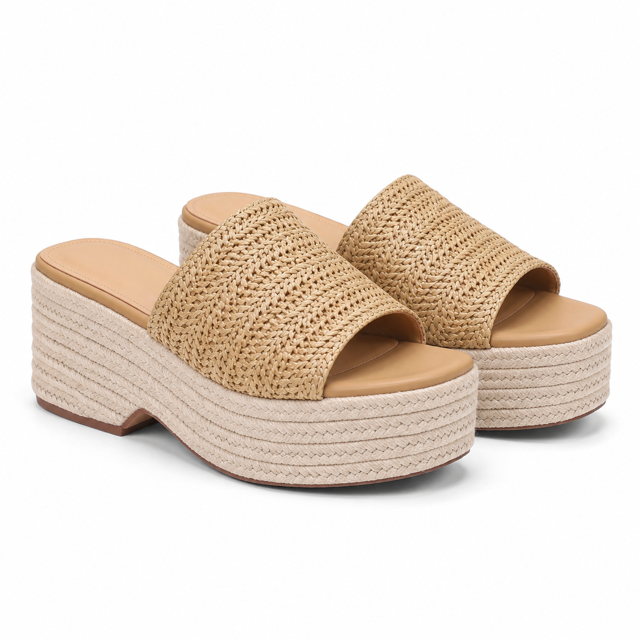 Rich Brown 2 Women's Open-Toe Raffia Slip-On Wedge Sandals