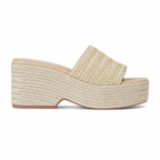 Soft Apricot Women's Open-Toe Raffia Slip-On Wedge Sandals side view