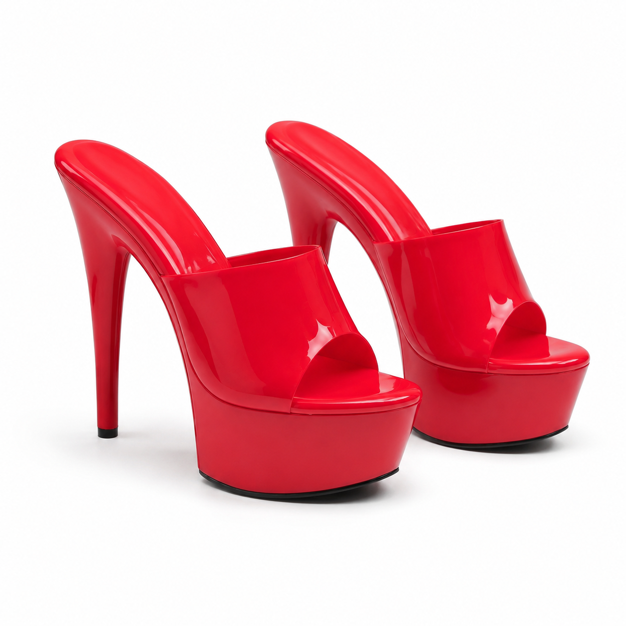 Deep Red Women's Open-Toe Microfiber Toe-Strap Heeled Sandals