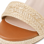 Naturalraffia Women's Open-Toe Wedge Jute Multi-Strap Sandals close-up detail