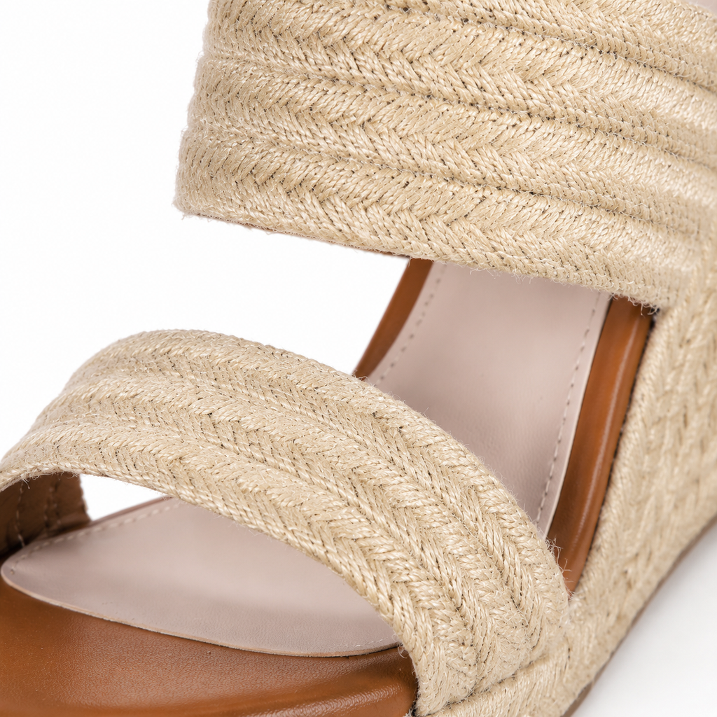 Naturalstraw Women's Open-Toe Wedge Jute Multi-Strap Sandals close-up detail