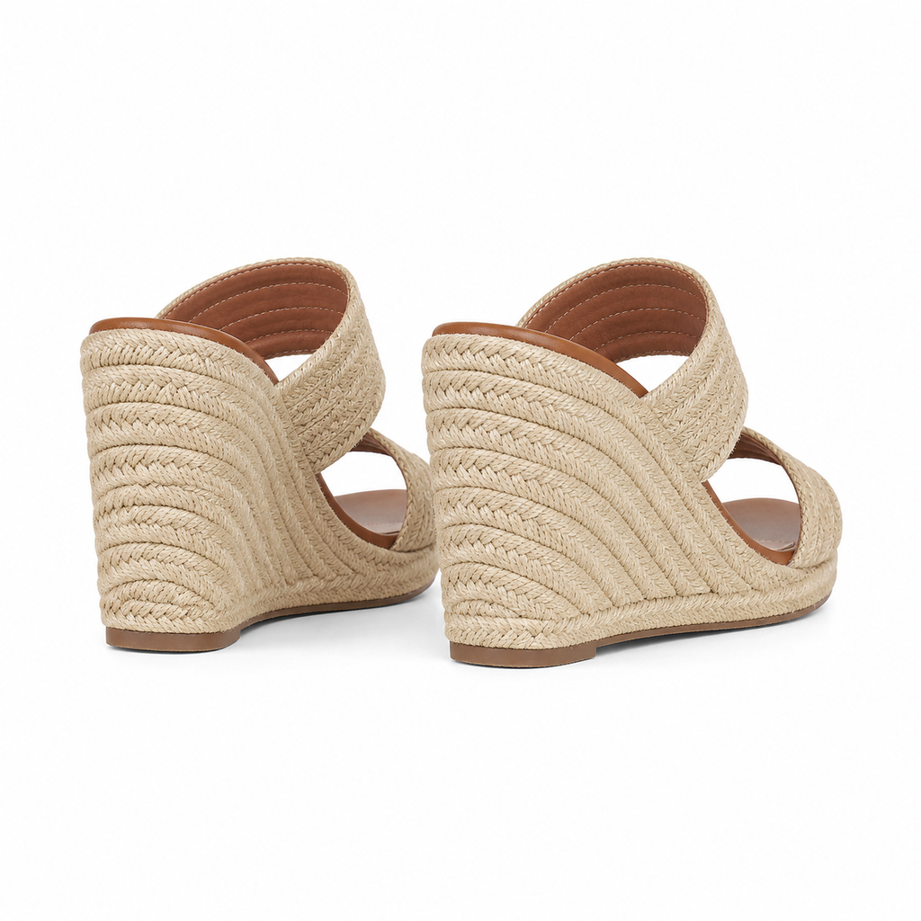 Naturalstraw Women's Open-Toe Wedge Jute Multi-Strap Sandals heel detail