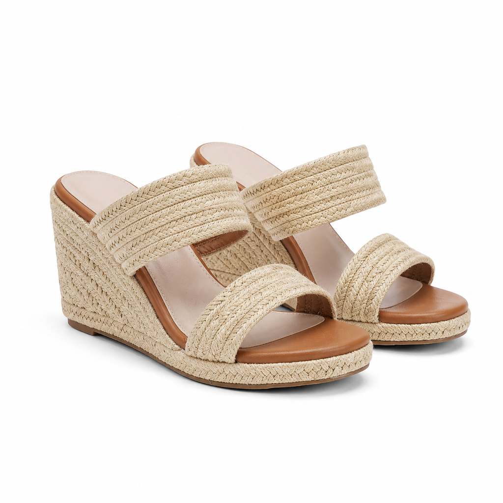 Naturalstraw Women's Open-Toe Wedge Jute Multi-Strap Sandals