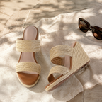 Naturalraffia Women's Open-Toe Wedge Jute Multi-Strap Sandals styled scene