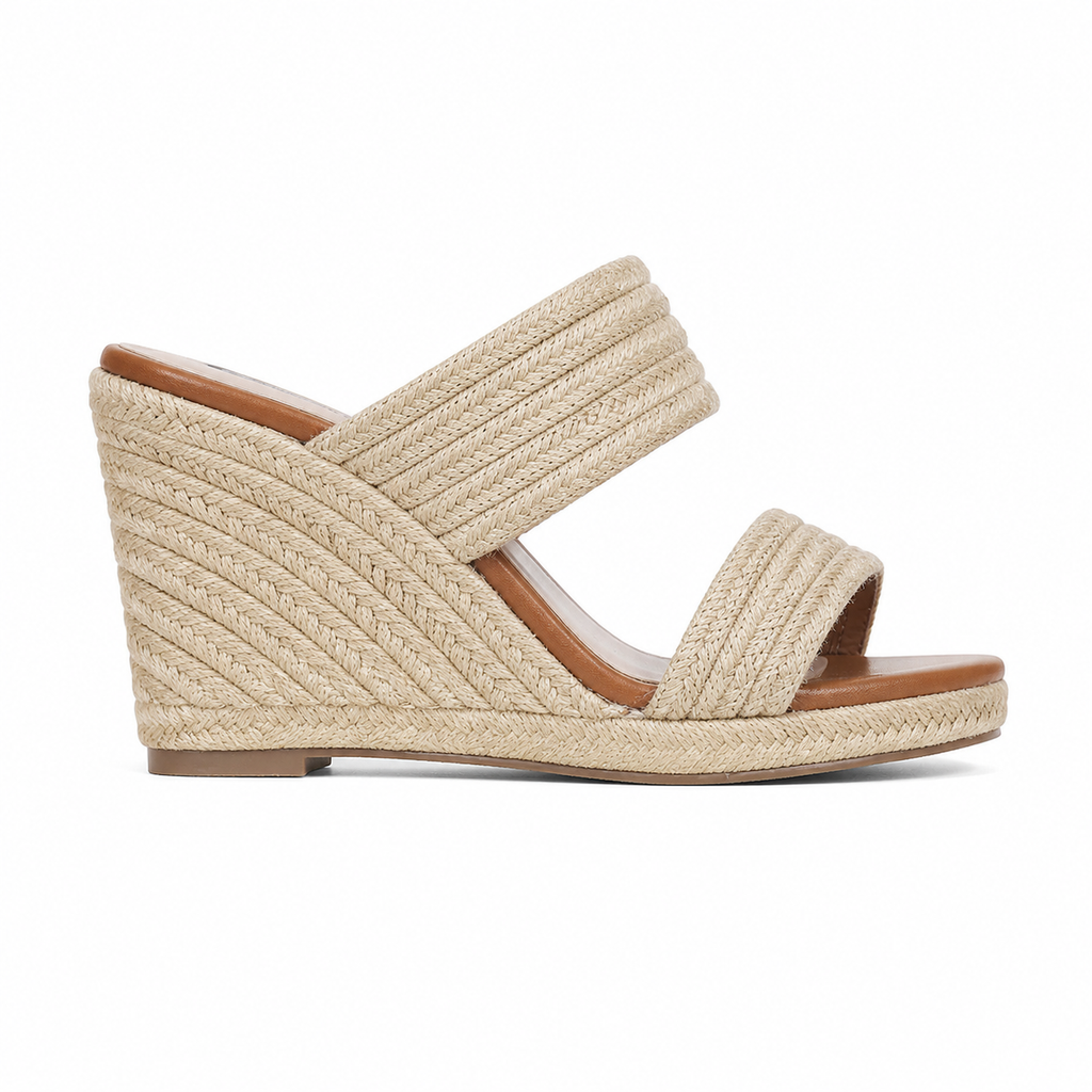 Naturalstraw Women's Open-Toe Wedge Jute Multi-Strap Sandals side view