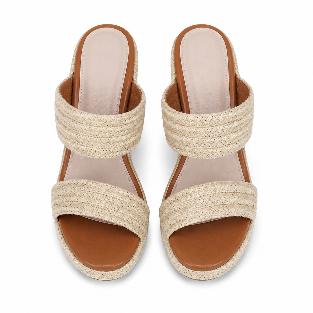 Naturalstraw Women's Open-Toe Wedge Jute Multi-Strap Sandals top view