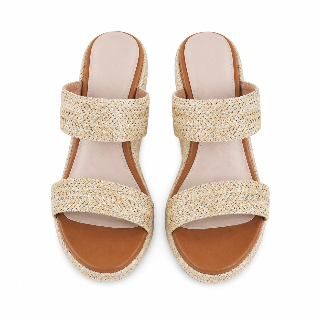 Naturalraffia Women's Open-Toe Wedge Jute Multi-Strap Sandals top view