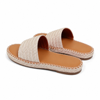 Soft Apricot Women's Open-Toe Flat Straw Slip-On Sandals