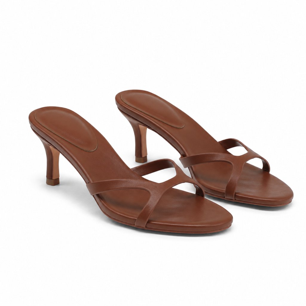 Rich Brown Women's Open-Toe High-Heel Faux Leather Criss-Cross Sandals