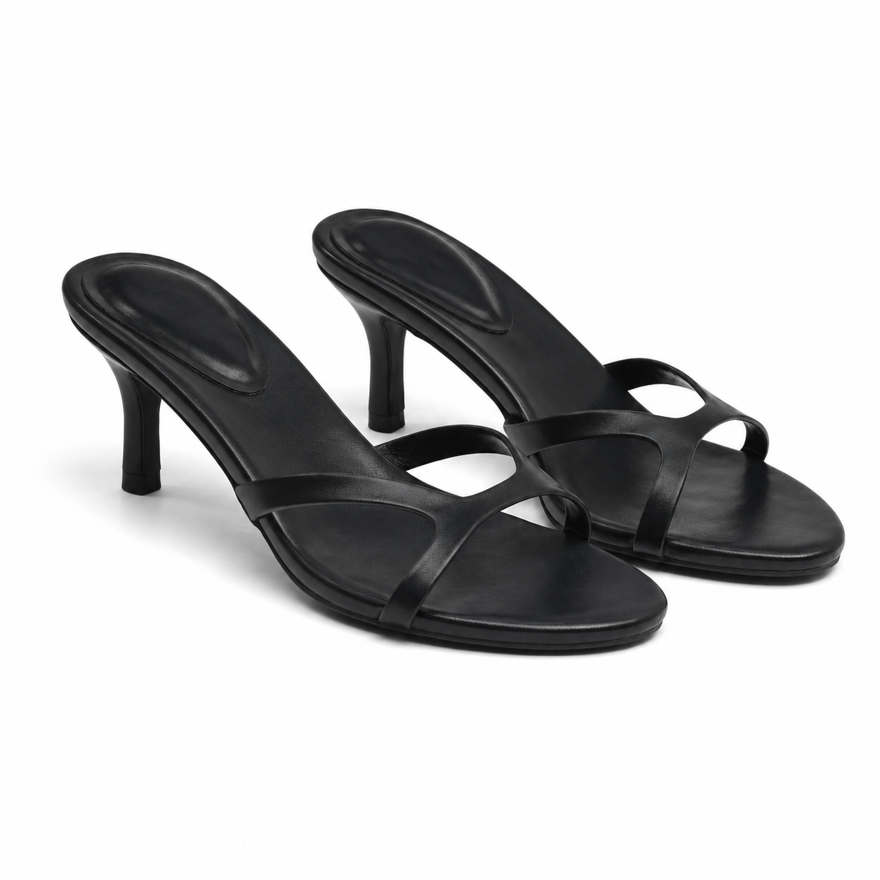 Deep Black Women's Open-Toe High-Heel Faux Leather Criss-Cross Sandals