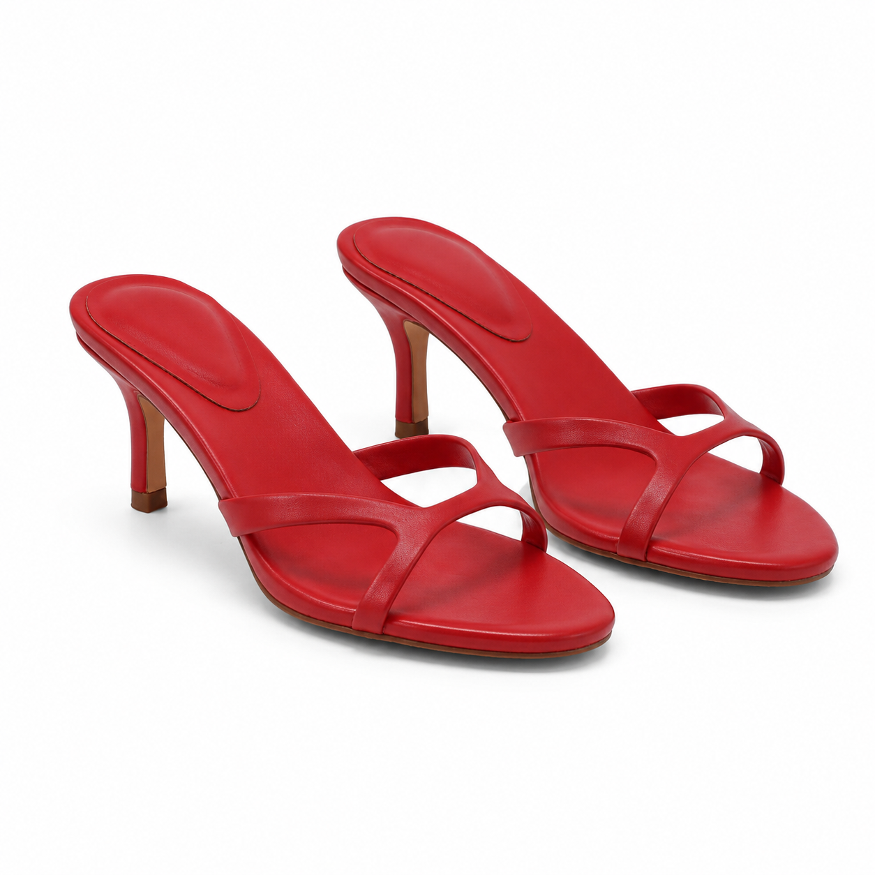 Deep Red Women's Open-Toe High-Heel Faux Leather Criss-Cross Sandals