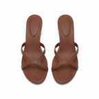 Rich Brown Women's Open-Toe High-Heel Faux Leather Criss-Cross Sandals top view