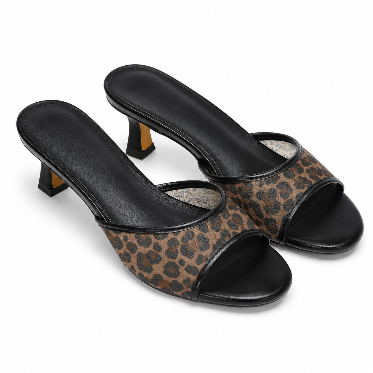 Deep Black 2 Women's Square-Toe Thin-Heel Textile Slip-On Mule Pumps