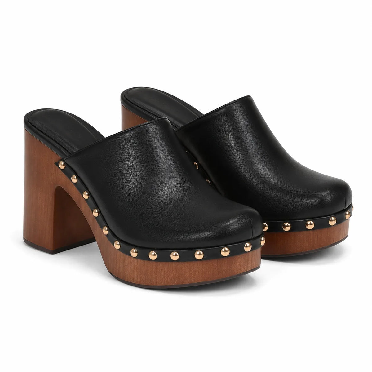 Deep Black Paros Leather Slip-On Mules