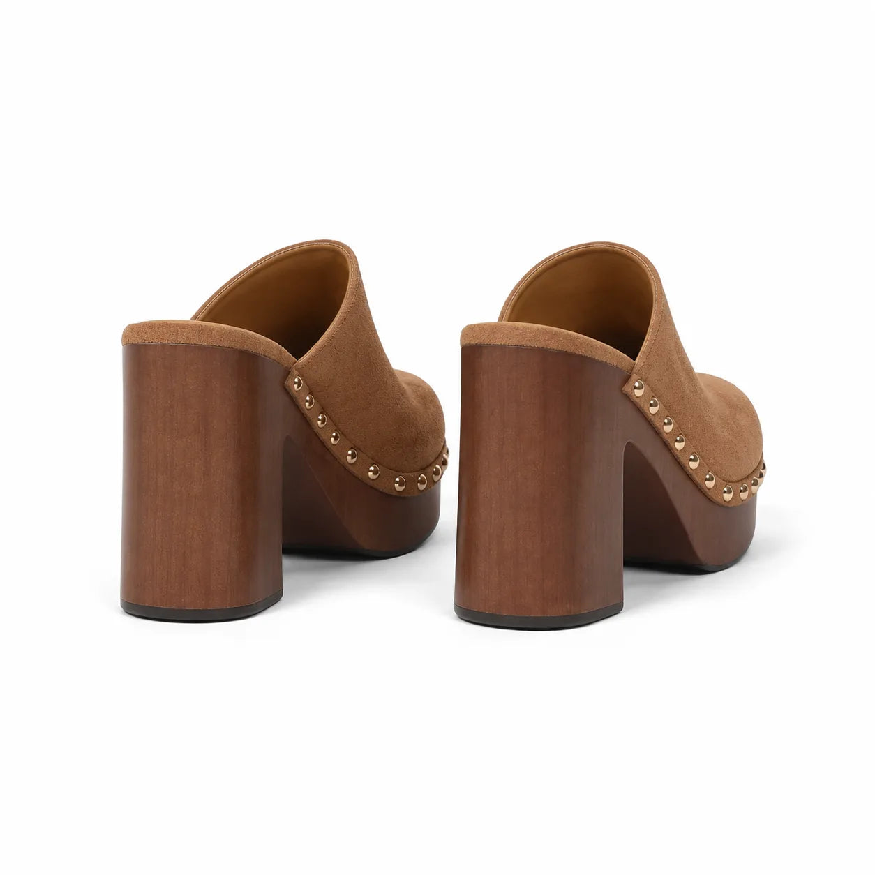 Brown Suede Paros Leather Slip-On Mules heel detail