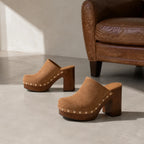 Brown Suede Paros Leather Slip-On Mules styled scene