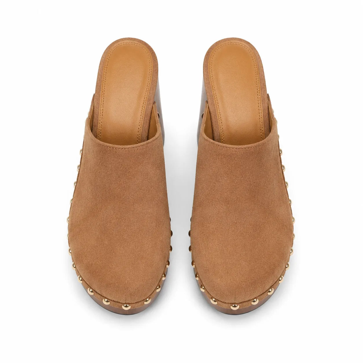 Brown Suede Paros Leather Slip-On Mules top view
