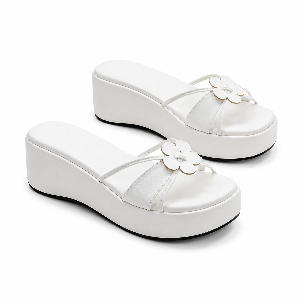 Cream Ivory Women's Open-Toe Criss-Cross Slip-On Wedge Sandals