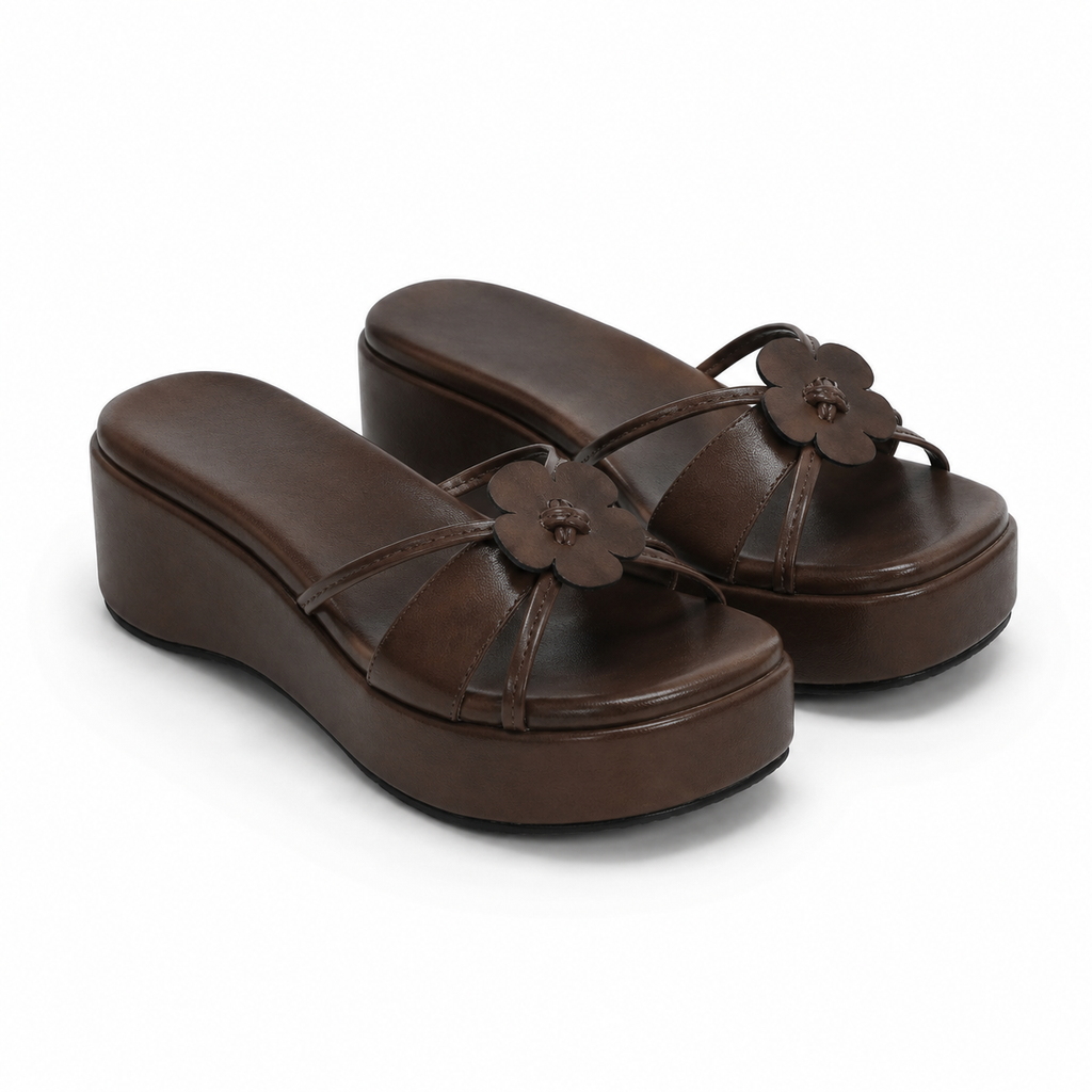Rich Brown Women's Open-Toe Criss-Cross Slip-On Wedge Sandals