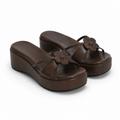 Rich Brown Women's Open-Toe Criss-Cross Slip-On Wedge Sandals
