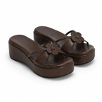 Rich Brown Women's Open-Toe Criss-Cross Slip-On Wedge Sandals