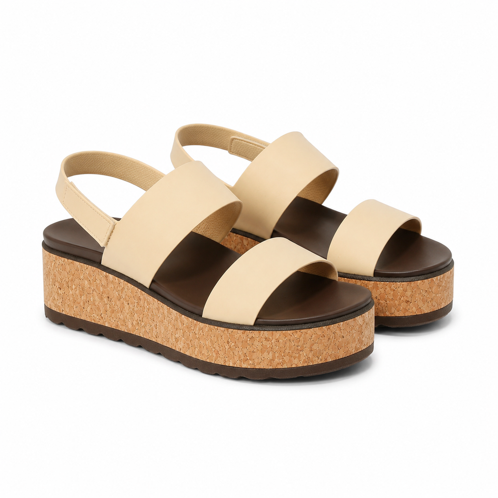 Soft Apricot Women's Open-Toe Vinyl Hook-and-Loop Slingback Sandals