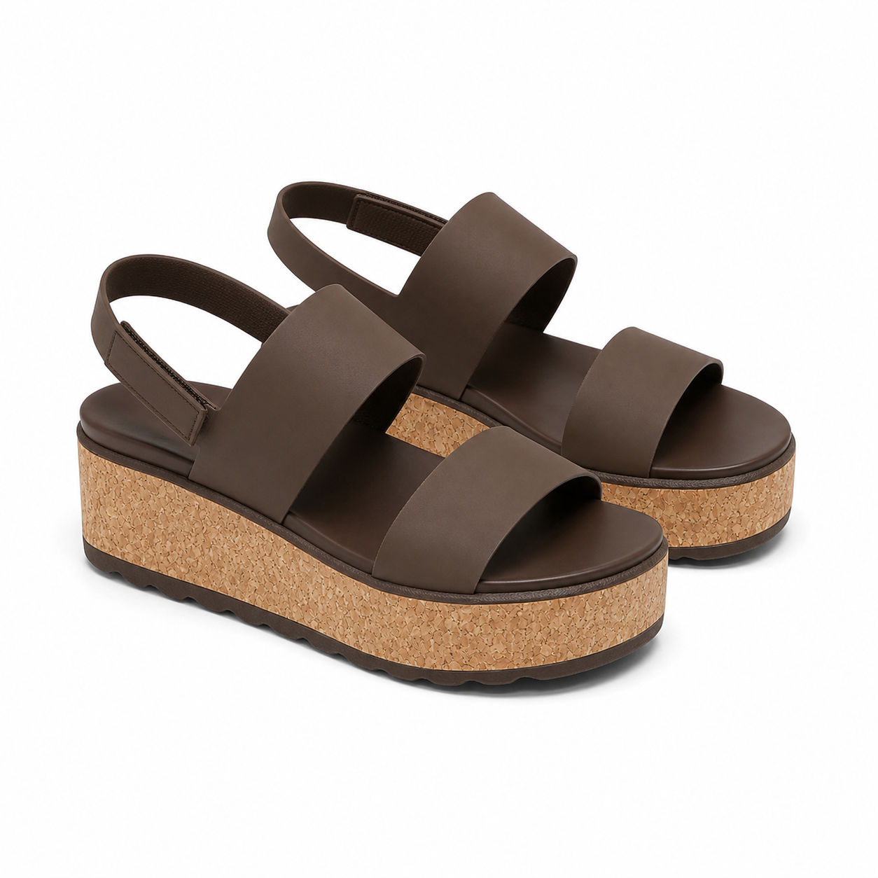 Rich Chocolate Women's Open-Toe Vinyl Hook-and-Loop Slingback Sandals