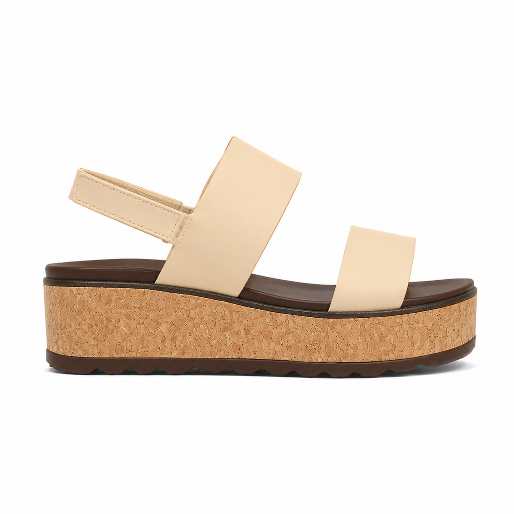 Soft Apricot Women's Open-Toe Vinyl Hook-and-Loop Slingback Sandals side view