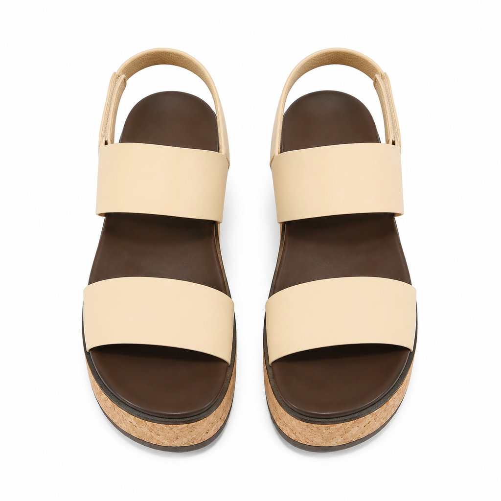 Soft Apricot Women's Open-Toe Vinyl Hook-and-Loop Slingback Sandals top view