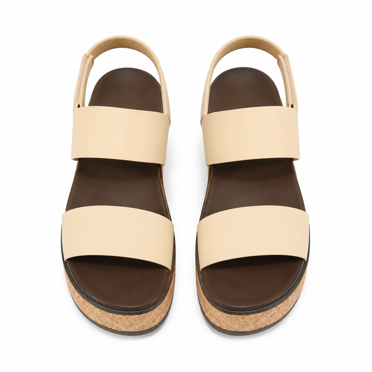 Soft Apricot Women's Open-Toe Vinyl Hook-and-Loop Slingback Sandals top view